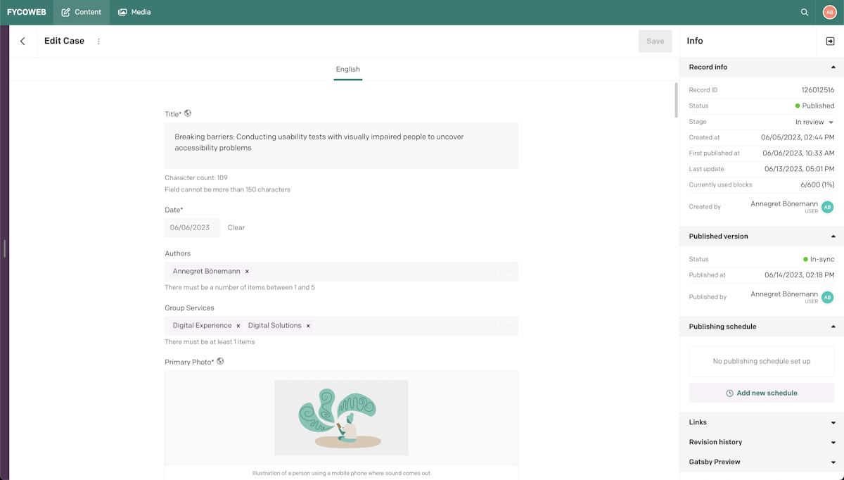 Screenshot of Dato: Article