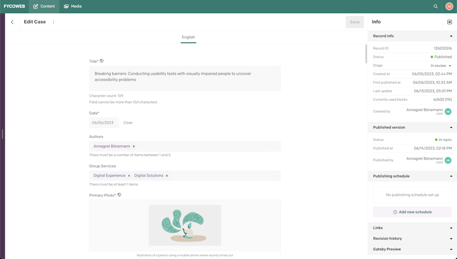 Screenshot of Dato: Article