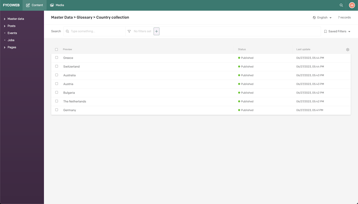 Screenshot of Dato: Glossary