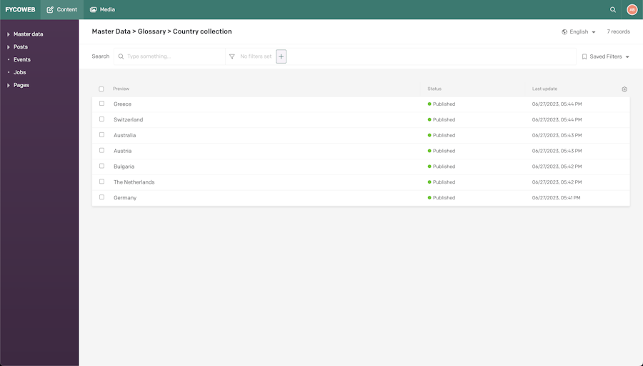 Screenshot of Dato: Glossary
