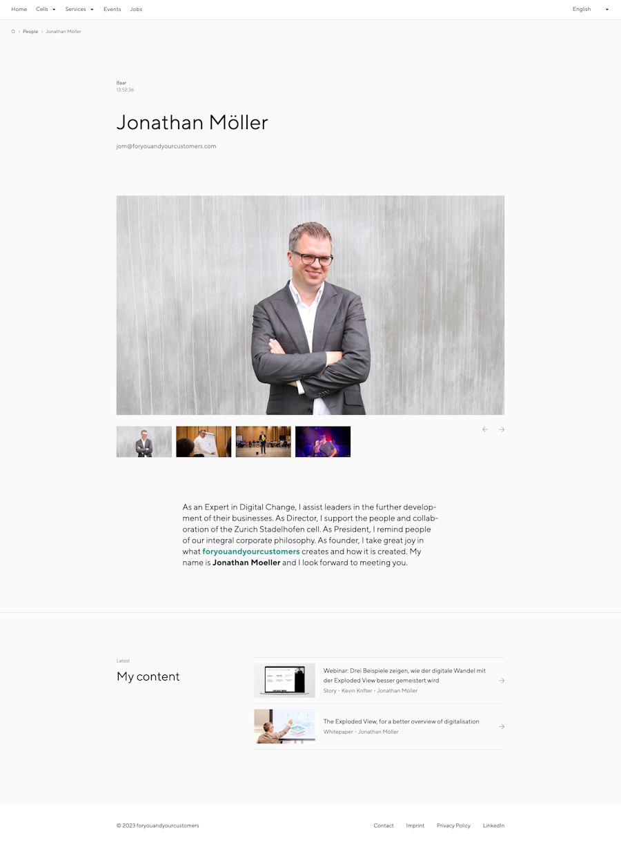 Screenshot of an employee page