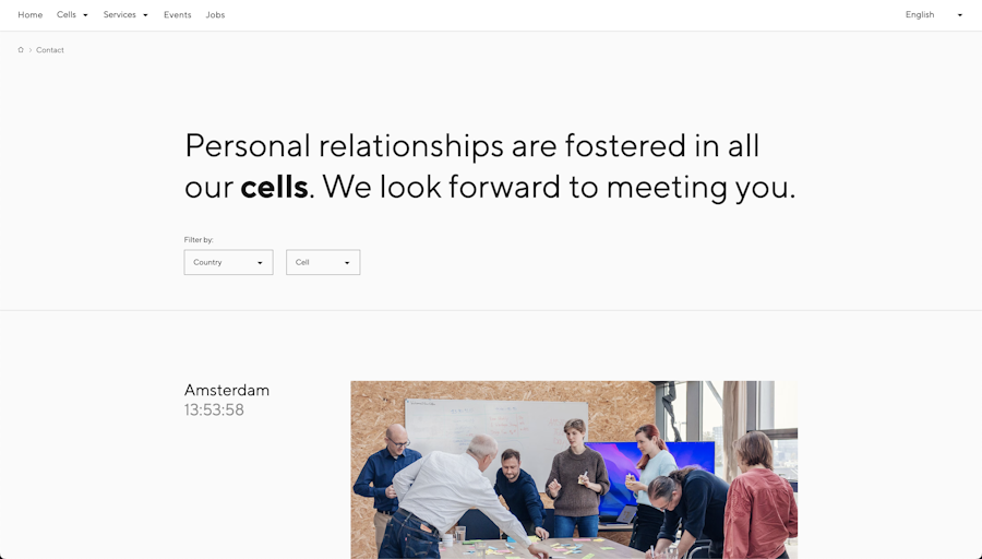 Screenshot of the contact page