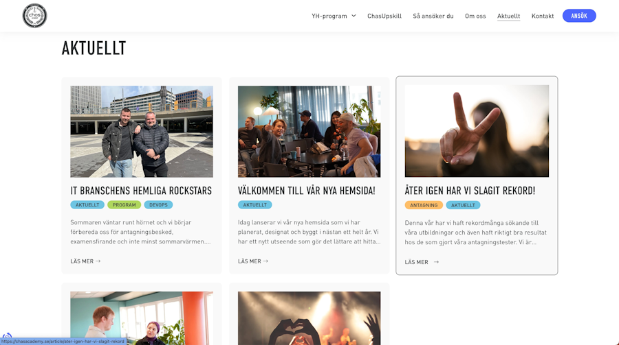 Chas Academy website