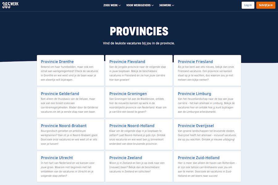 The provinces page using data from datoCMS