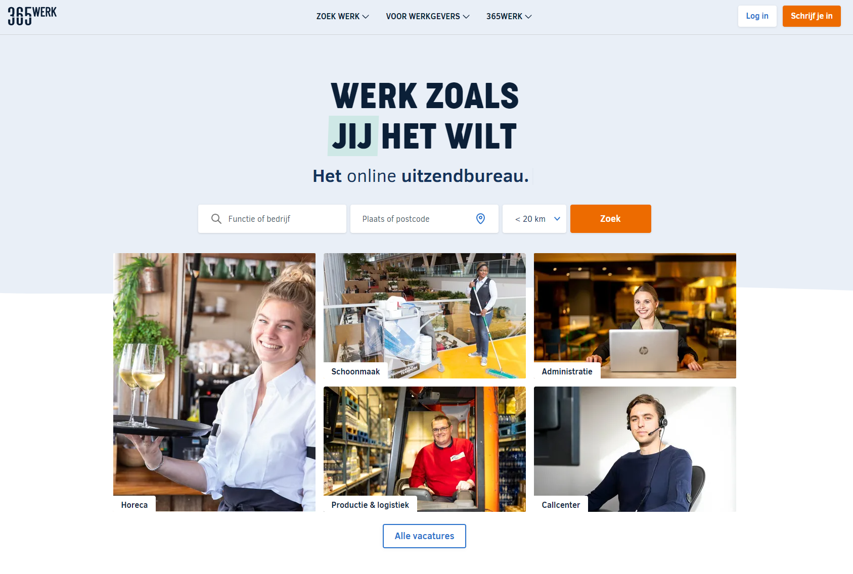 The homepage of 365werk.nl