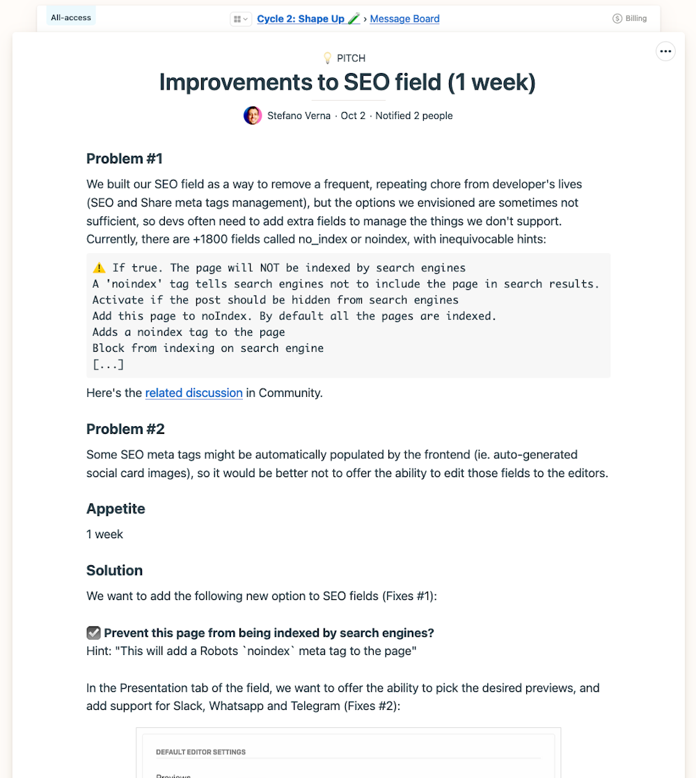 Real-world example of a shaped idea that will soon be released (spoiler alert)🦄