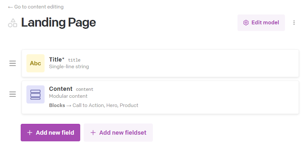 The Landing Page model