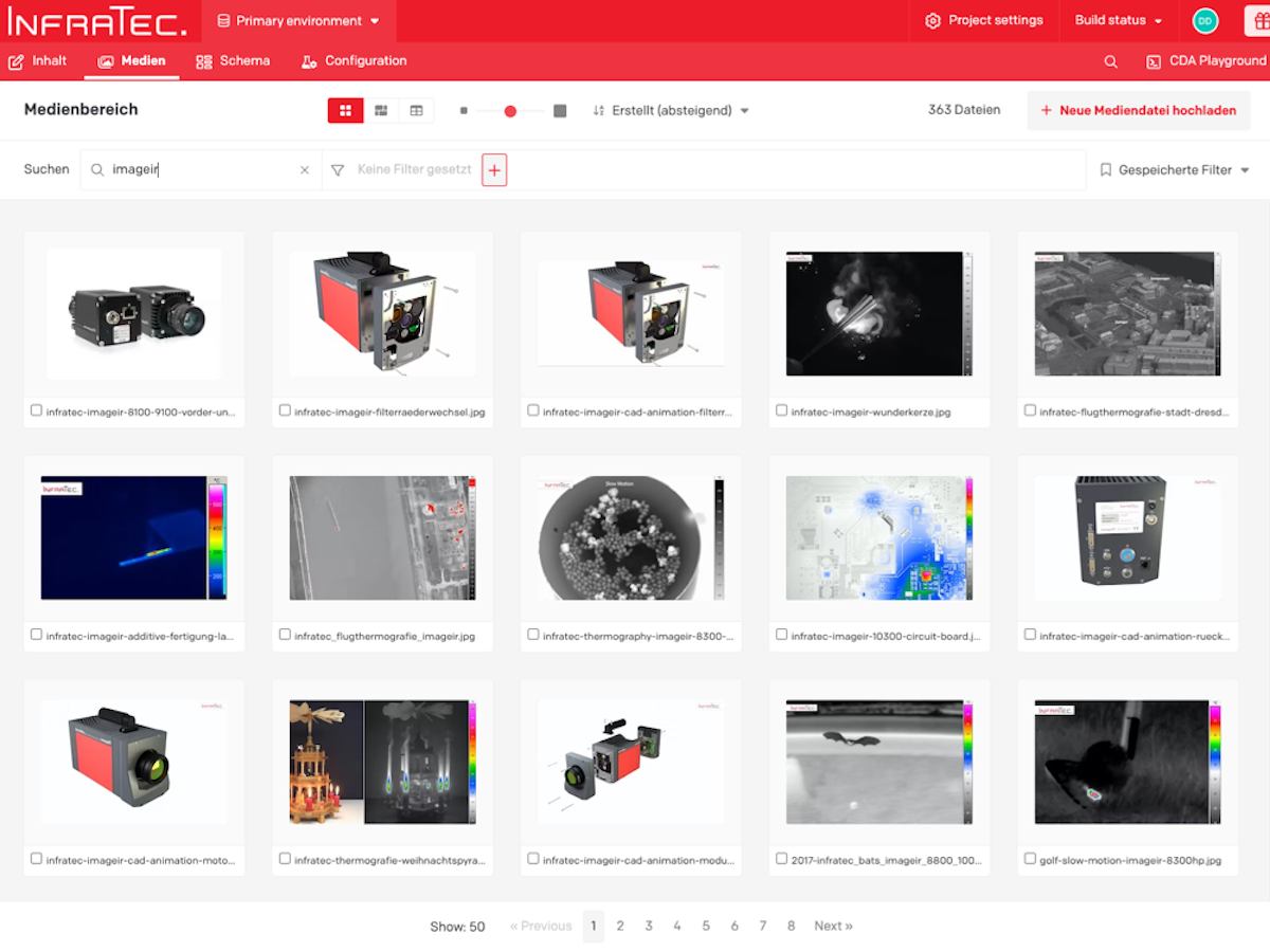 Snapshot of media assets management interface in DatoCMS.