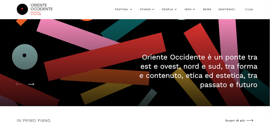 Screenshot homepage sito Oriente Occidente