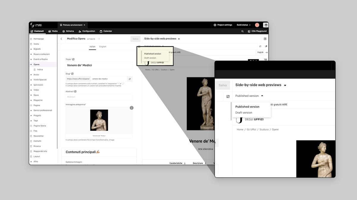 Screenshot demonstrating the functionality of the side-by-side preview