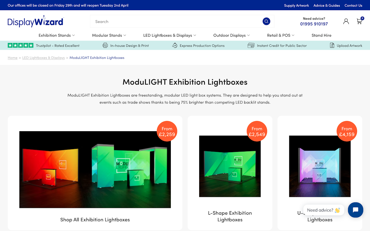 Display Wizard Product Page