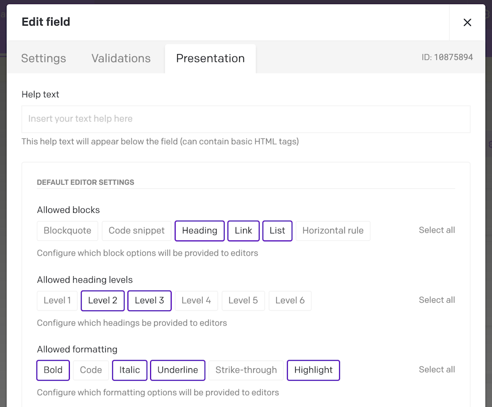 Content modelling - Structured text fields - DatoCMS Docs