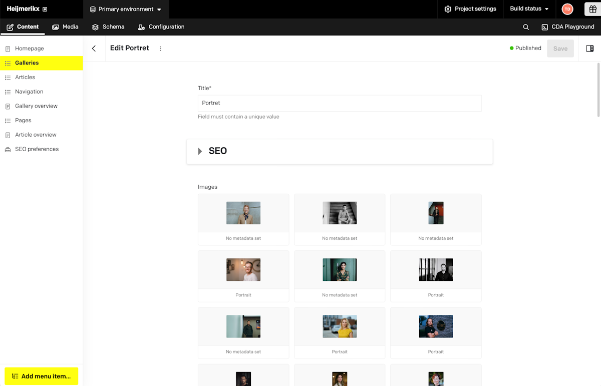 Managing galleries