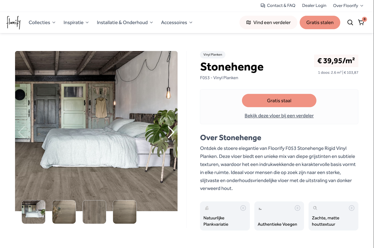 Screenshot of a Floorify product page