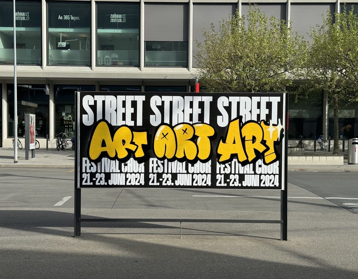 Three posters announcing the street art festival on 21st till 23rd of June 2024.