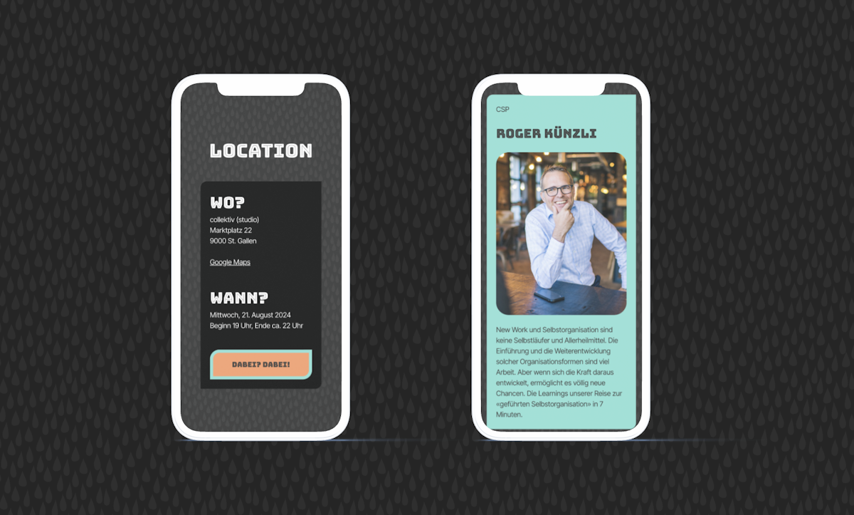 Mobile Mockups with screenshots of the landing page