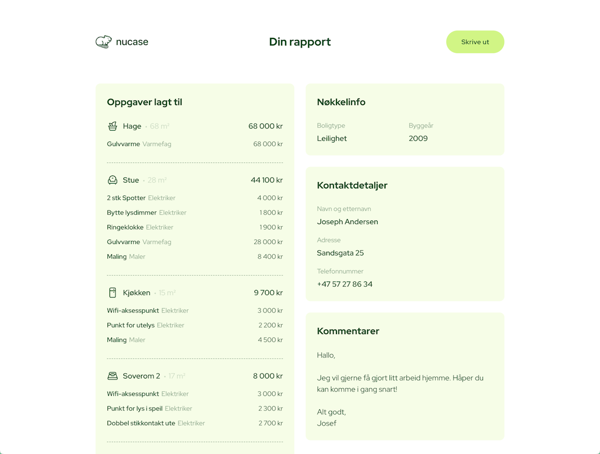 Nucase report page