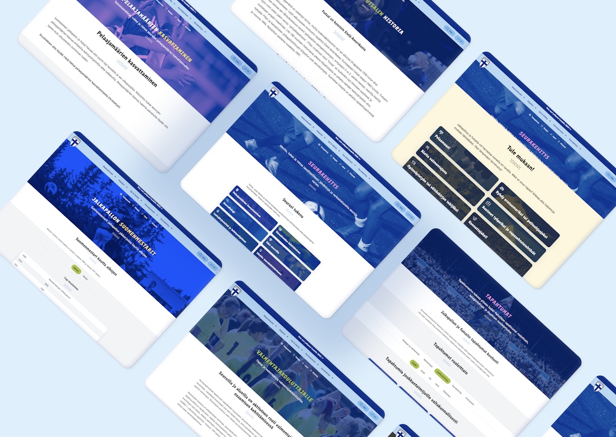 Desktop screenshots of the website of the Football association.