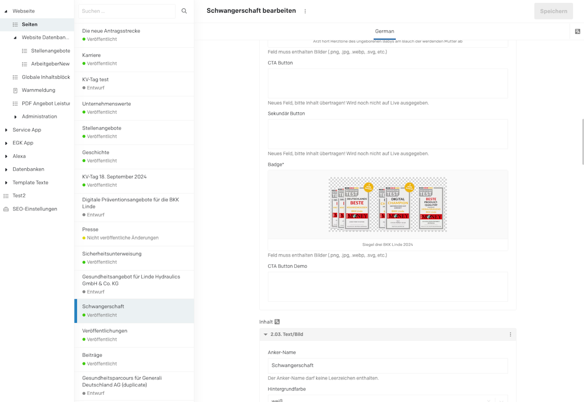 Overview of DatoCMS content infrastructure and site maintenance dashboard.