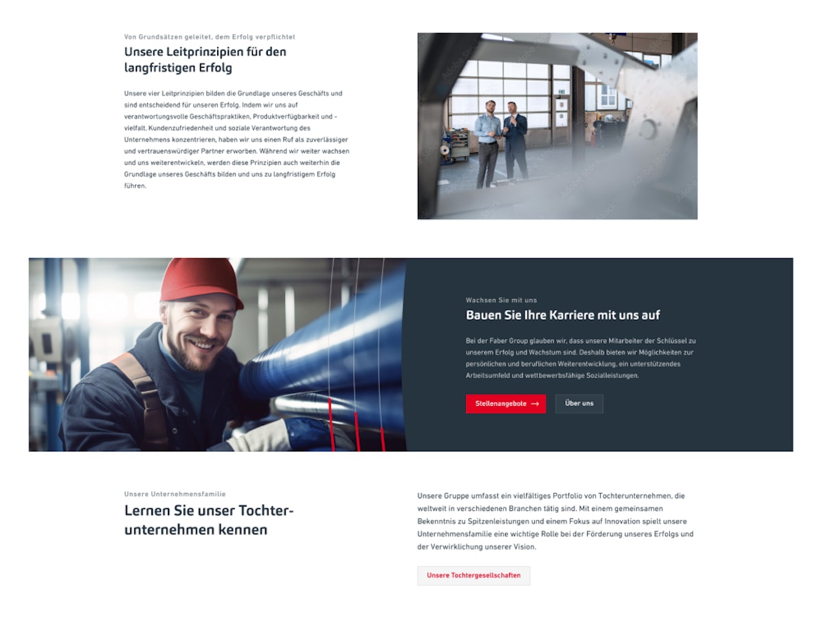 Corporate website layout with Call to Action