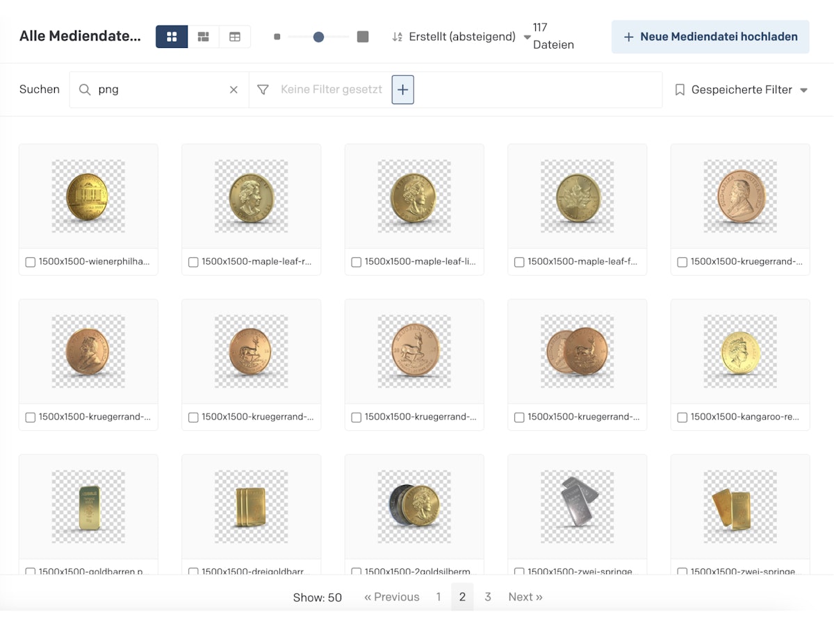Snapshot of media assets management interface in DatoCMS.