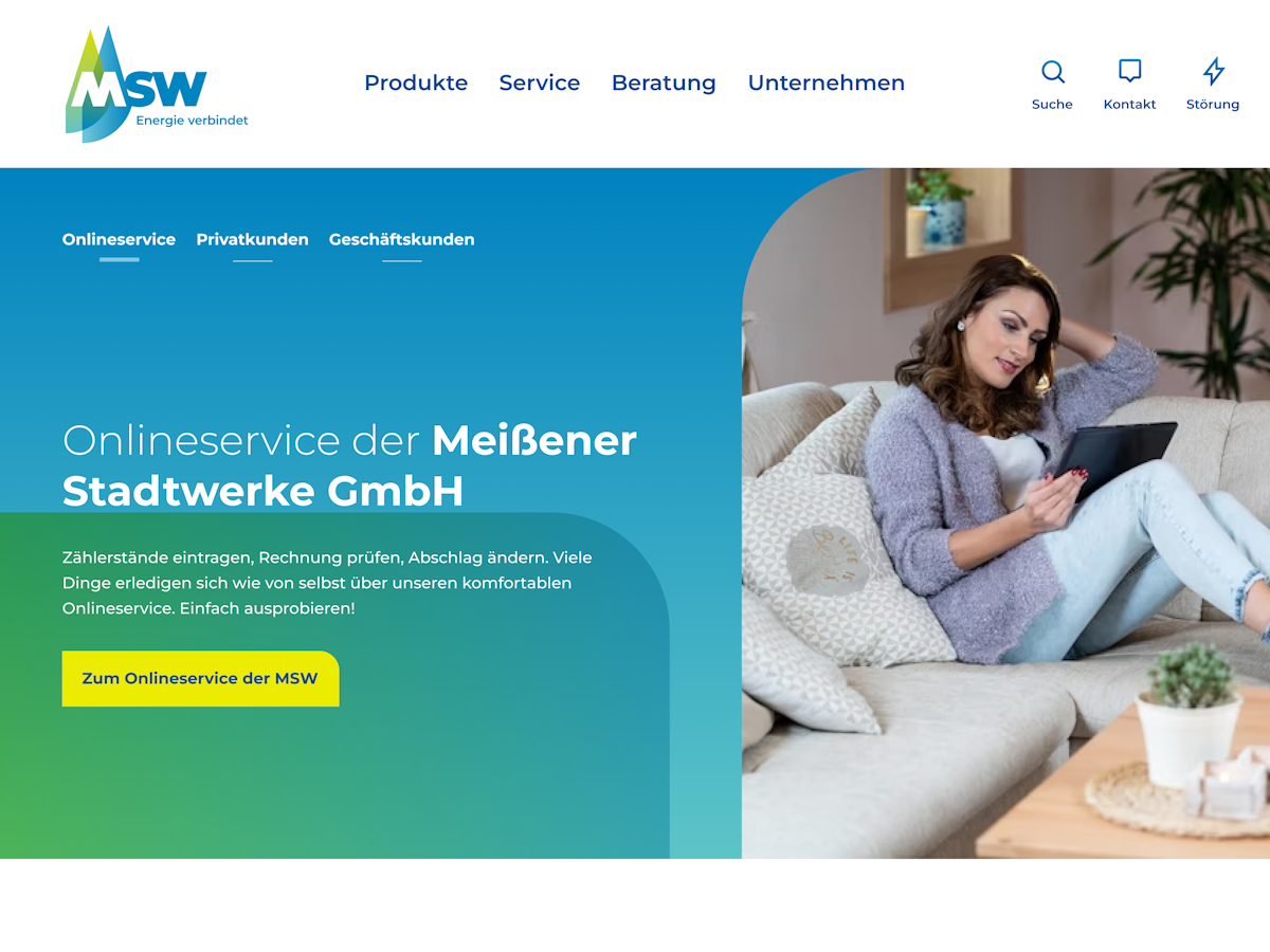 Homepage showcasing the online service of MSW.