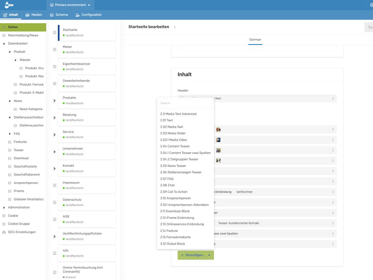 Overview of DatoCMS content infrastructure and site maintenance dashboard.