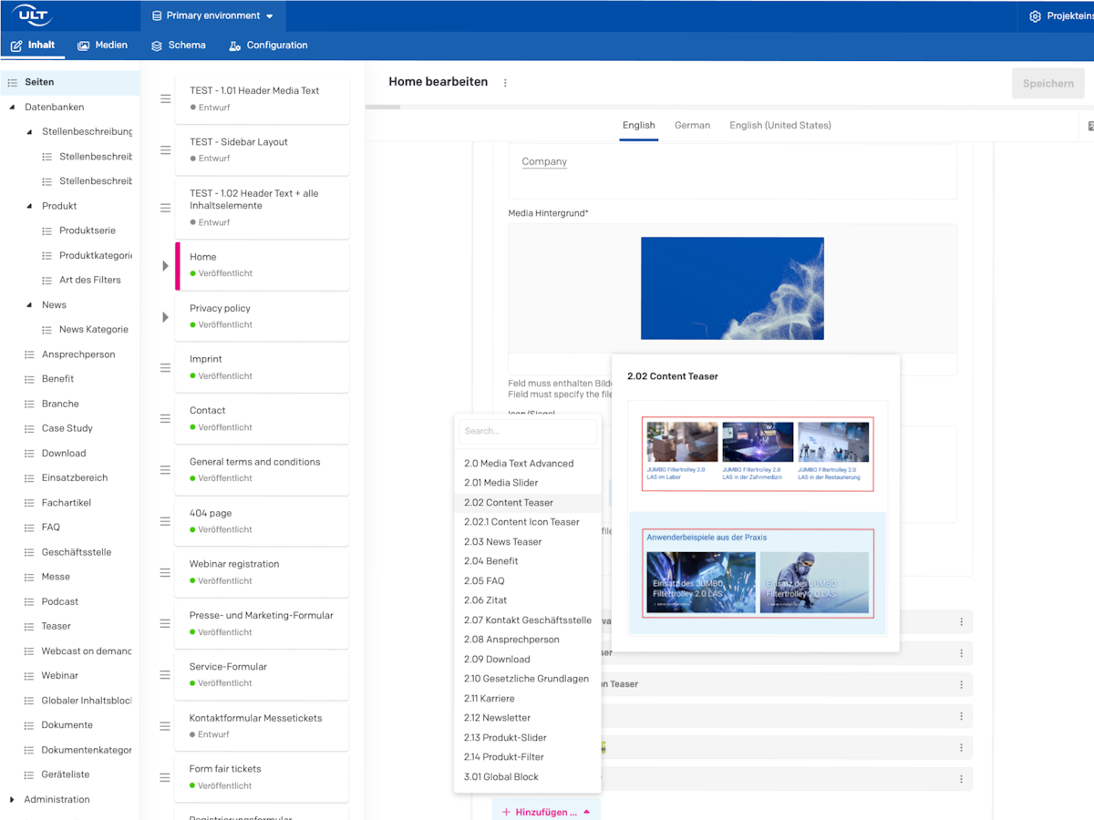 Overview of DatoCMS content infrastructure and site maintenance dashboard.