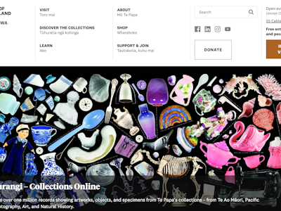 Te Papa website homepage website homepage