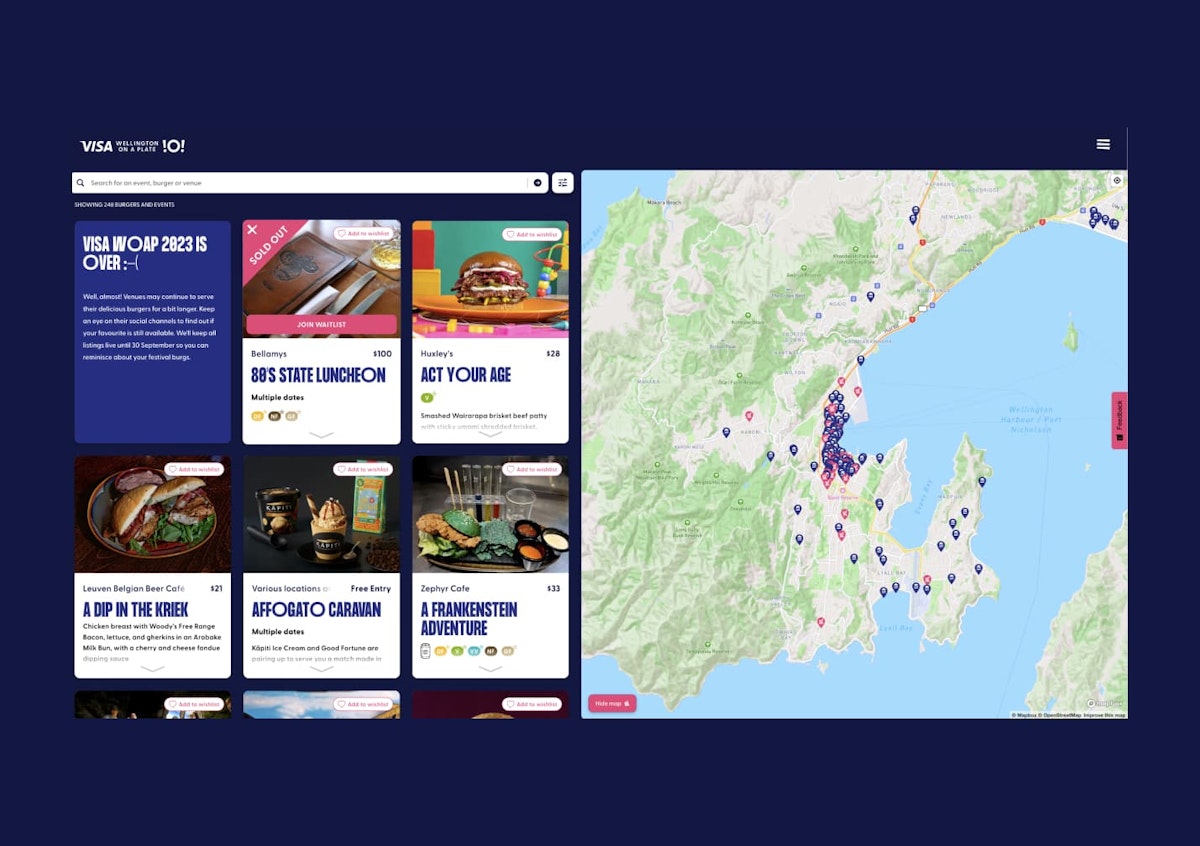 UI of the burger map