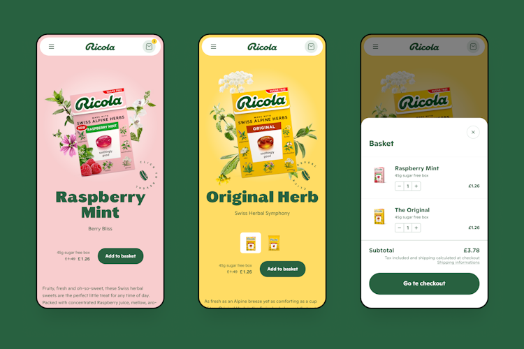 Mobile view of product detailpage
