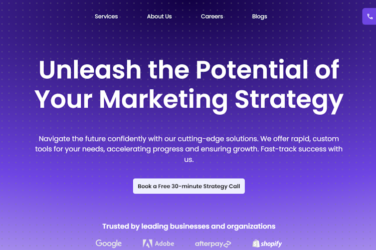 Website hero section
