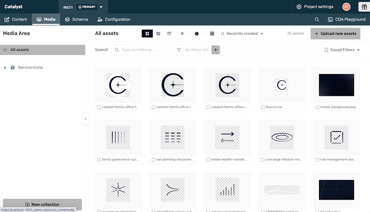 Shows assets managed in CMS
