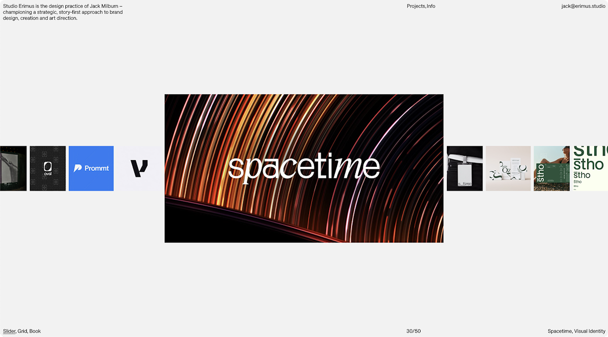 Interactive slider on the home page - one of the three ways to see the overall body of work.