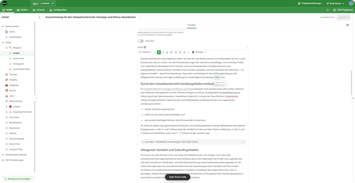 Editing view articles