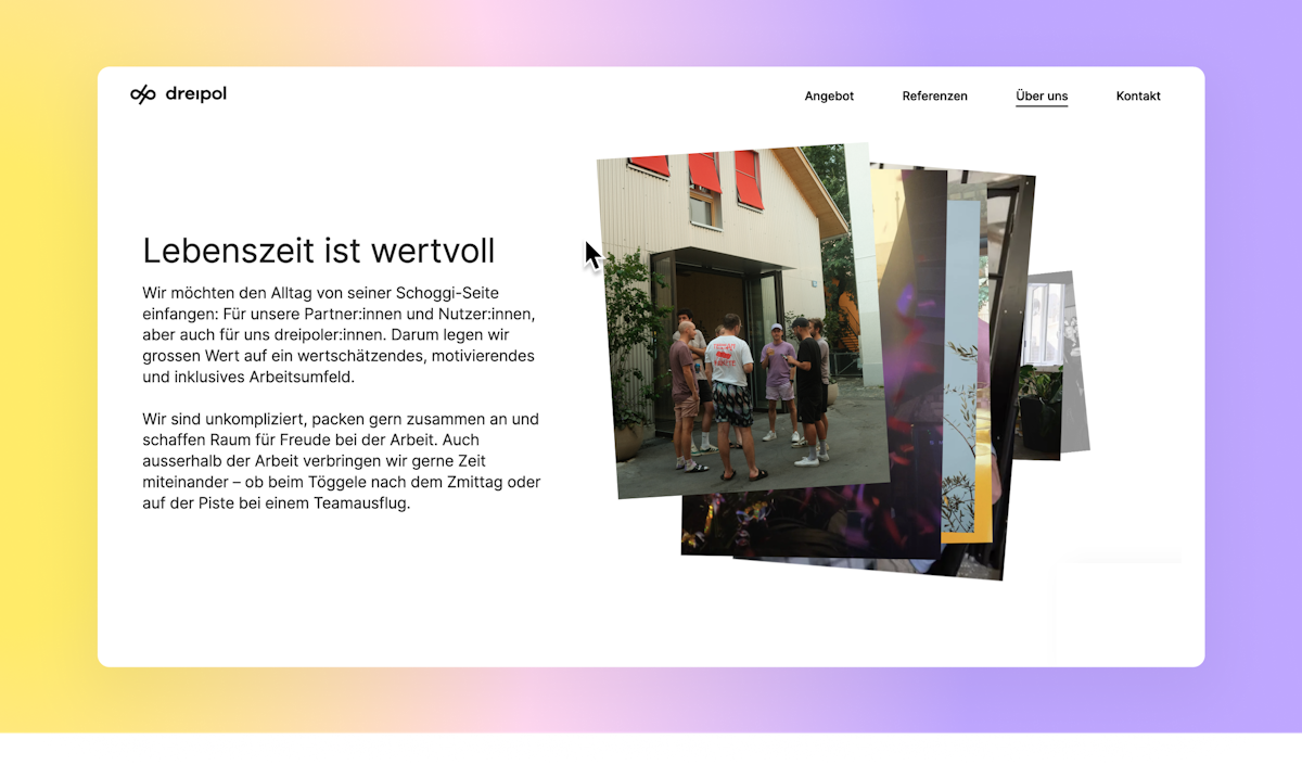 Detail view About Us page