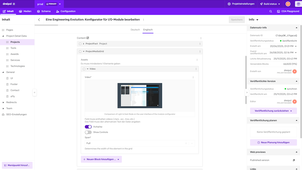 Editing view project page