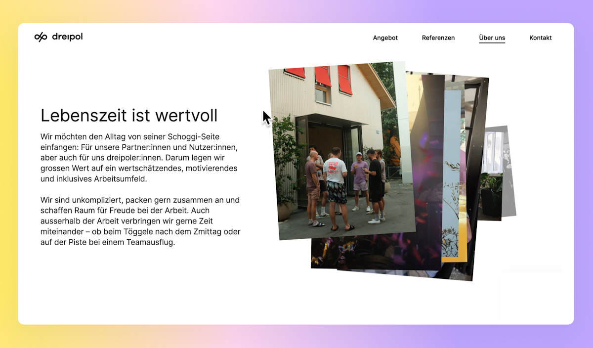 Detail view About Us page