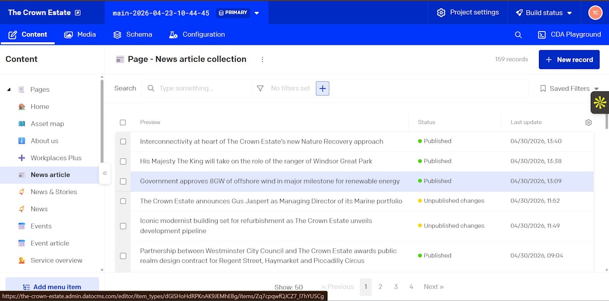 Dato cms interface