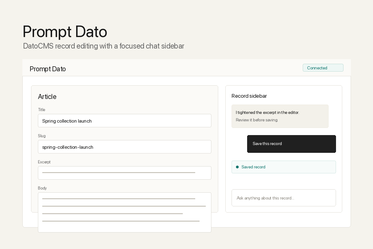Prompt Dato - Plugins — DatoCMS