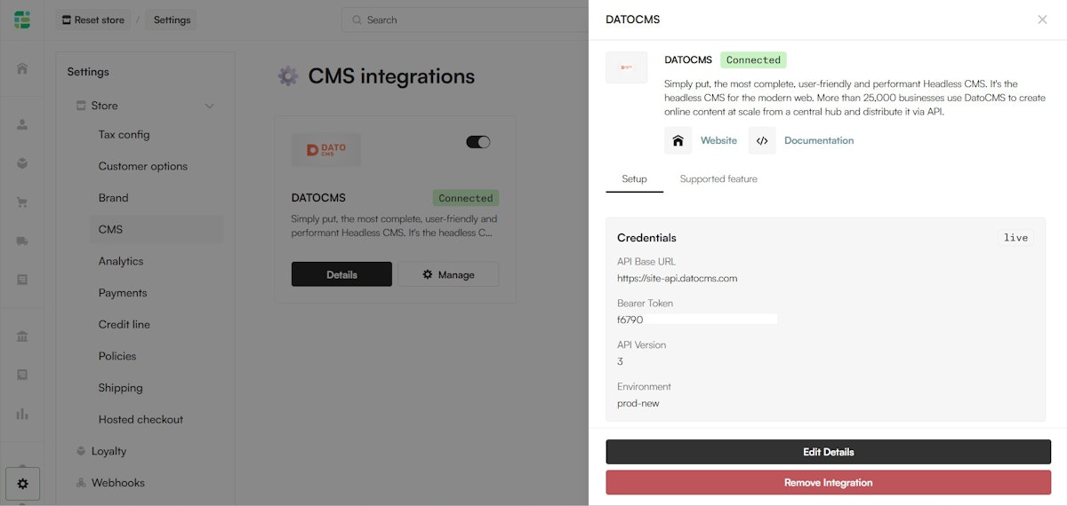 Commerce Engine × DatoCMS Sync