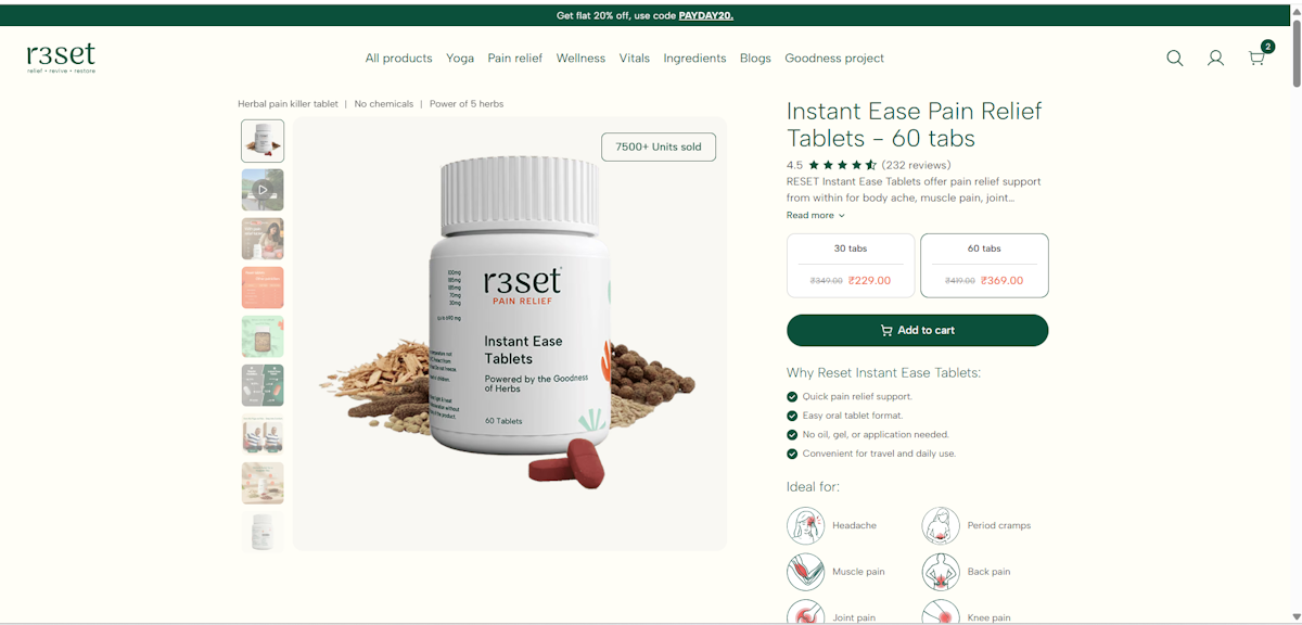 R3SET Product Detail Page