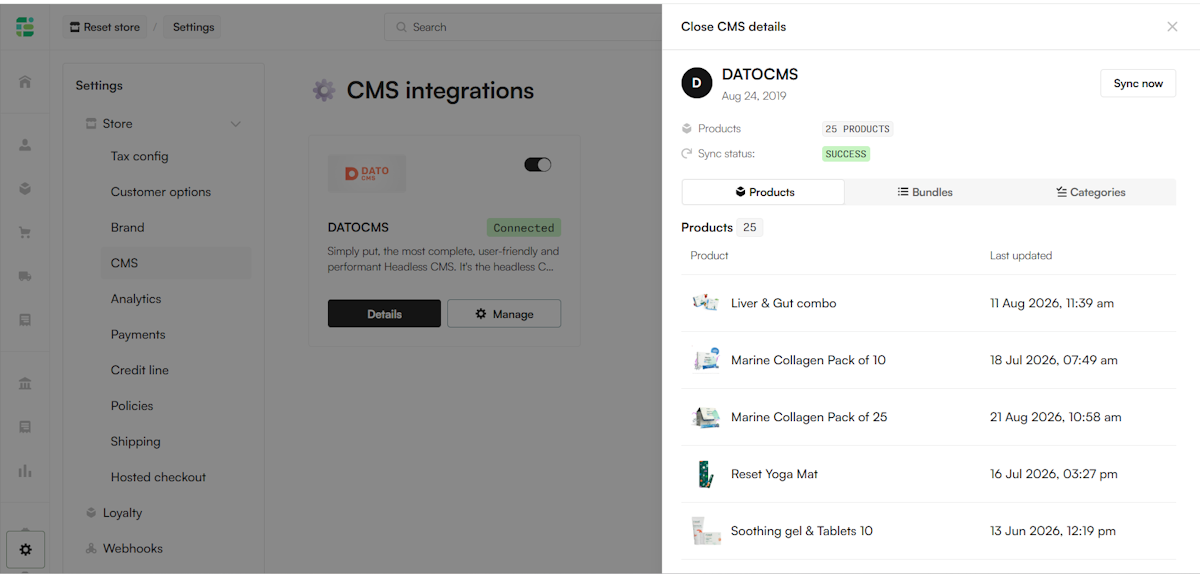 Commerce Engine × DatoCMS Product Sync