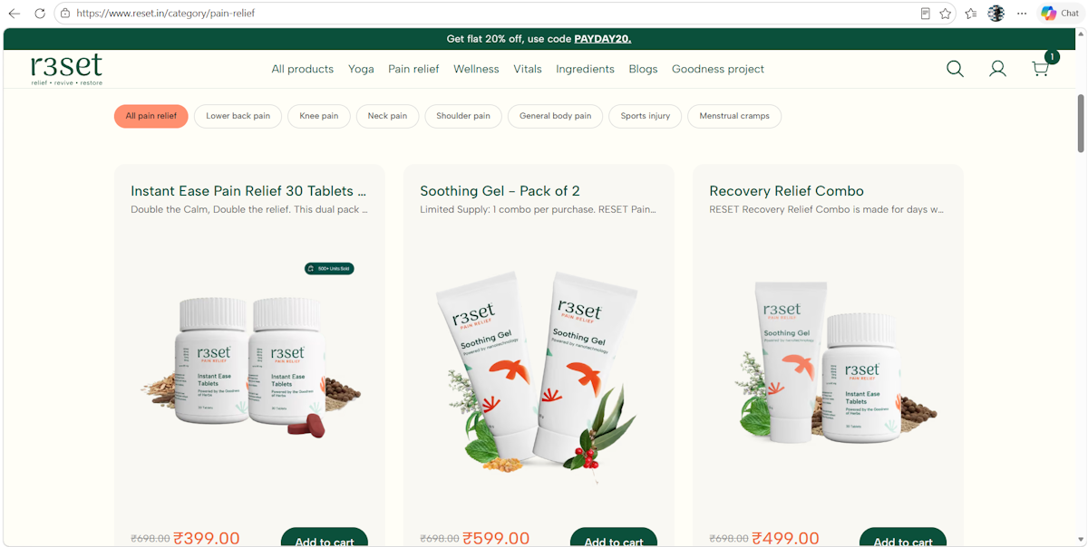 R3SET Category & Product Discovery Page