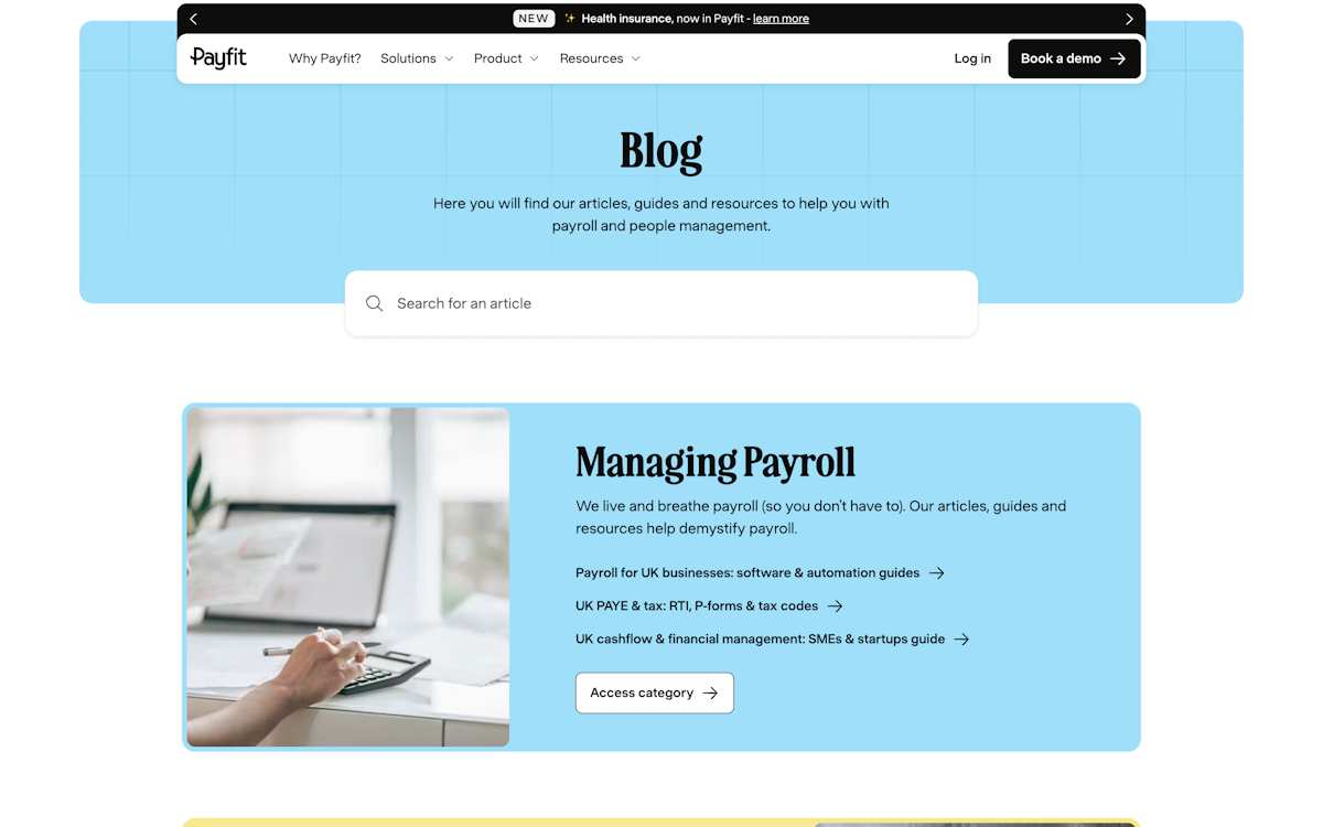 Blog home page