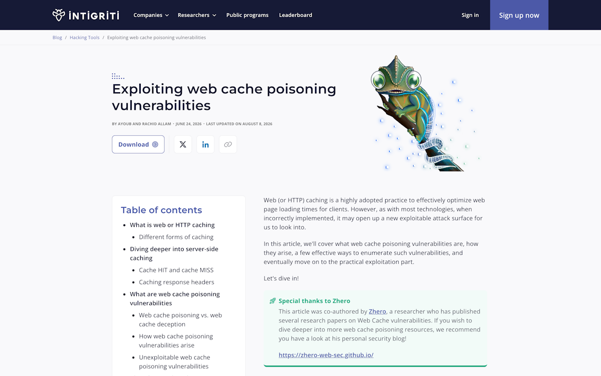 Blog article page