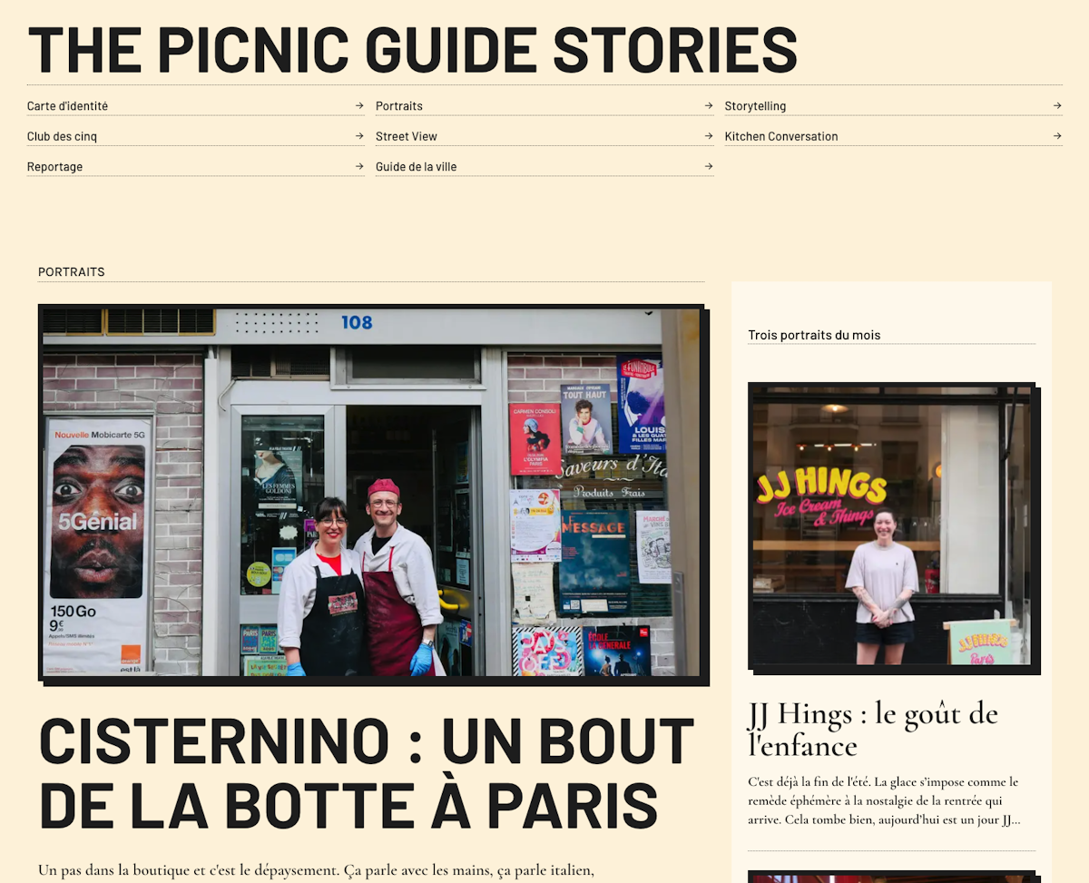The Picnic Guide - Homepage magazine section
