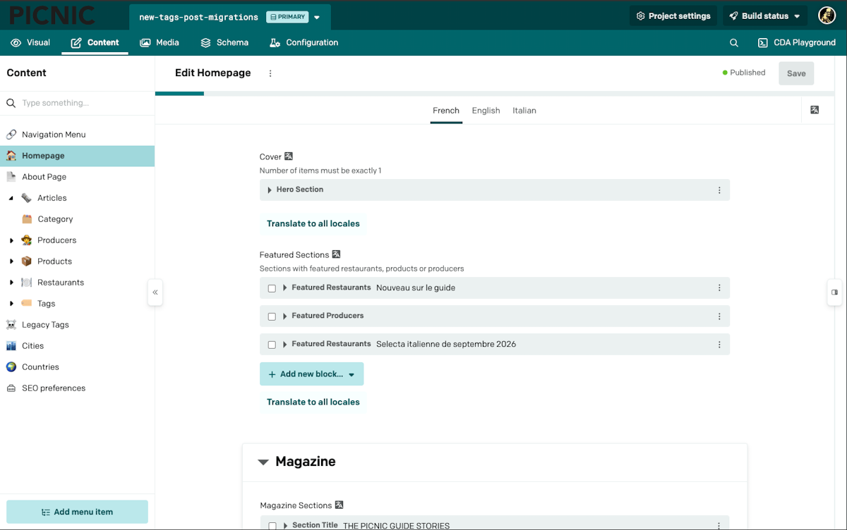 The Picnic Guide - DatoCMS Homepage editing