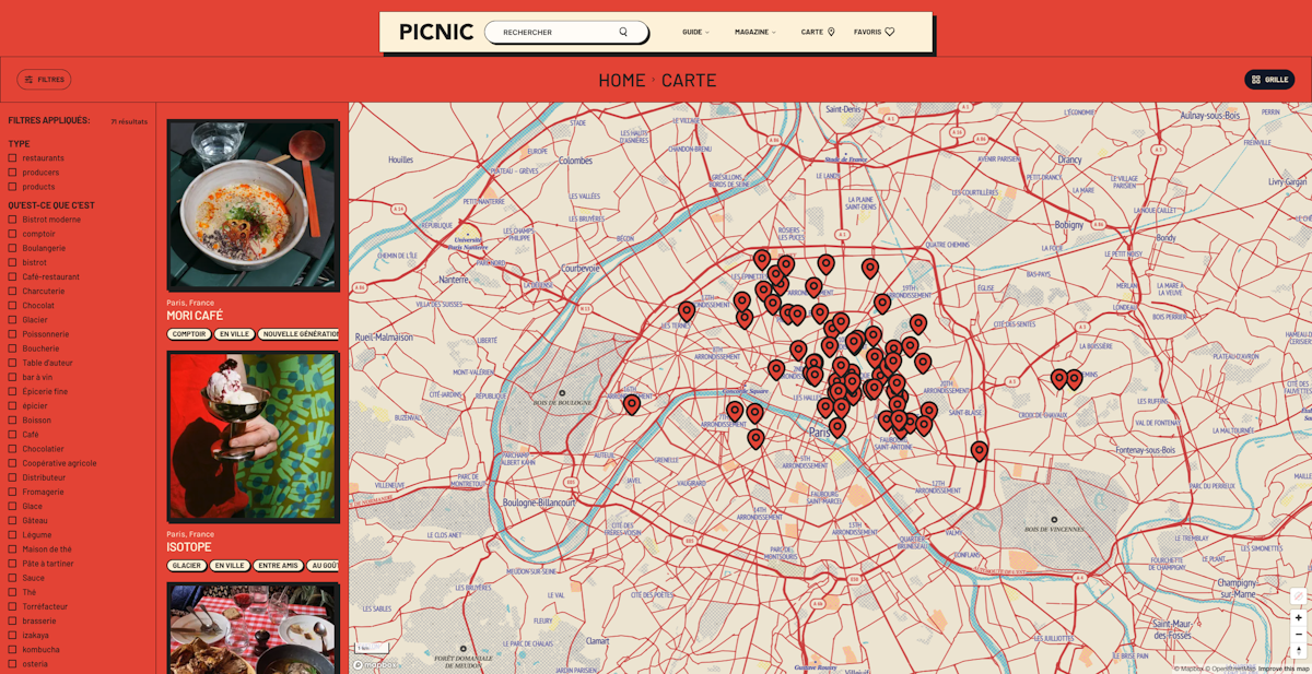 The Picnic Guide - Interactive Map with filters