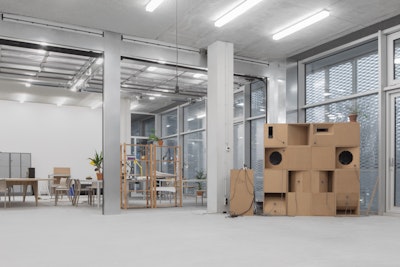 Interior view of the 1st floor of the Sandberg institute. 